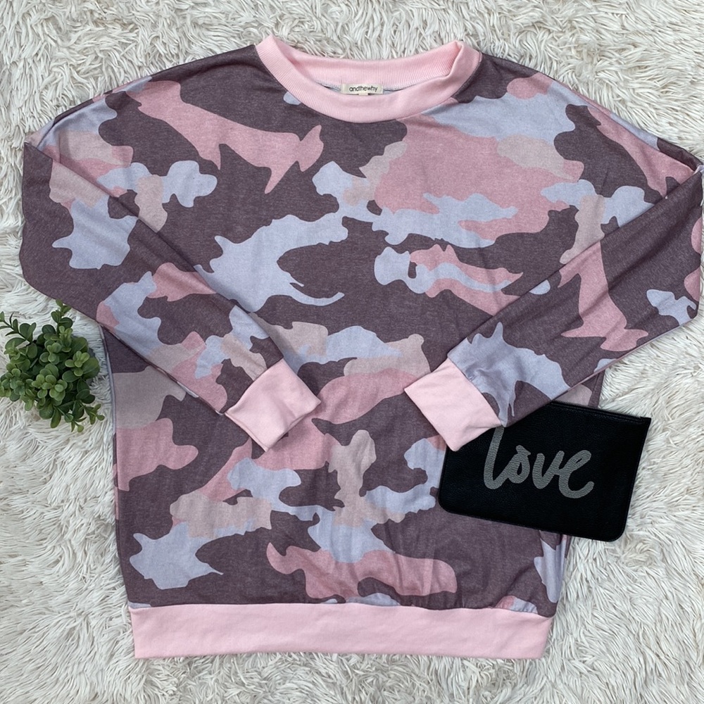 Hp And The Why Camo Sweatshirt Pink Gray & Burgun… - image 2